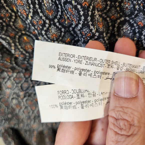 Zara Women's Short Printed Metallic Thread Chiffon Dress With Pleats SZ M - Picture 9 of 9